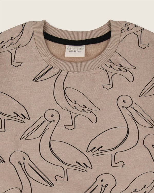 organic cotton Beige Pelican Print Sweatshirt - image 5