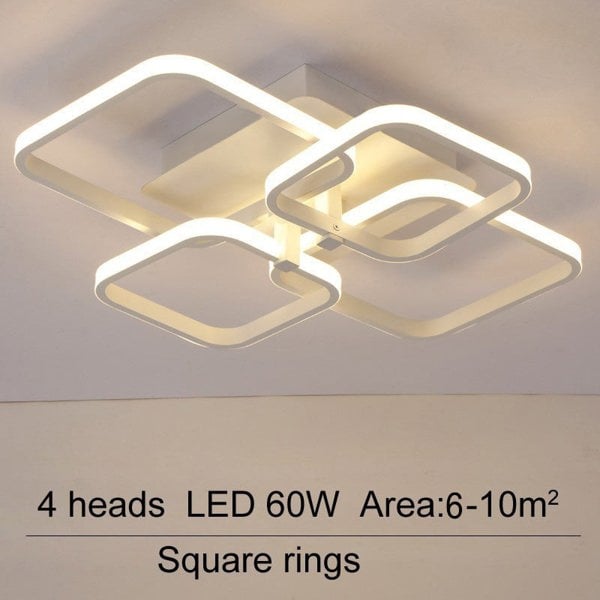 4/6/8 Headers Square LED Ceiling Light Dimmable with Remote Control Ceiling Light Living and Home 