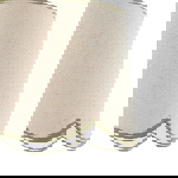 Natural Oatmeal Textured Linen Scallop Lamp Shade with Olive Trims Image 4