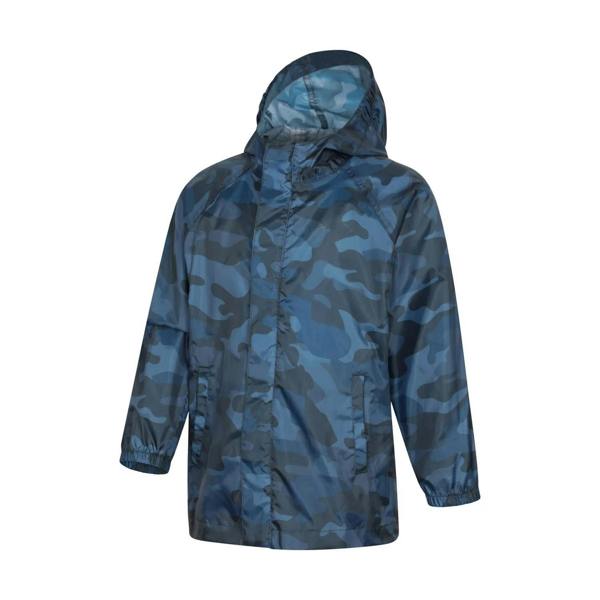 Mountain Warehouse Childrens/Kids Pakka Camo Waterproof Jacket - Dark Blue - 