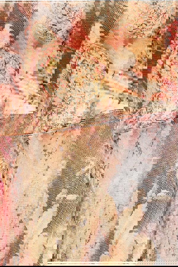 Printed Soft Mesh A-Line Maxi Dress - Orange DR4363