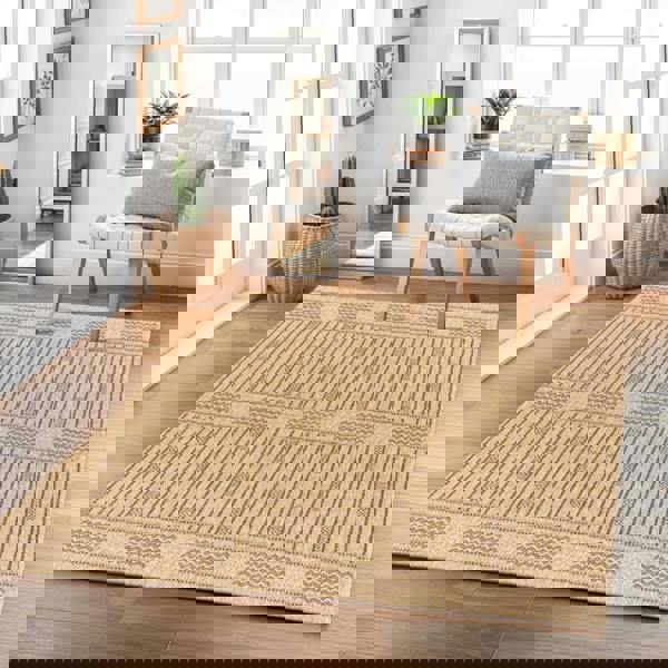 Livabliss Mirage-Cottage Tan Brown Fringe In- & Outdoor Jute-Look Rug