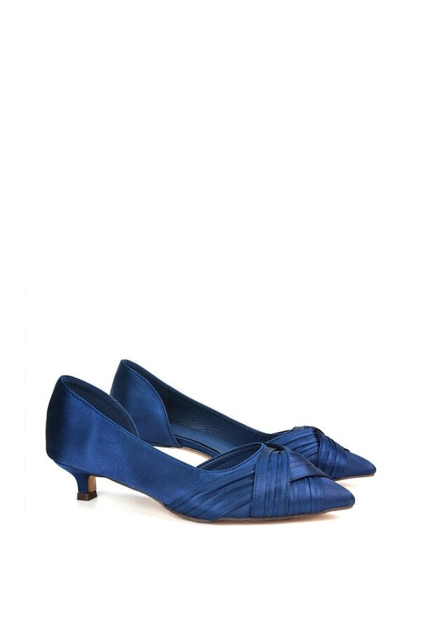 XY LONDON Pointed Toe Kitten Low Heel Classic Bridal Shoe Pumps