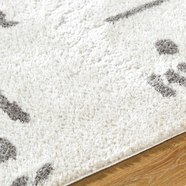 Livabliss Fossay Shag-Washable Beige Charcoal Modern High Pile Rug