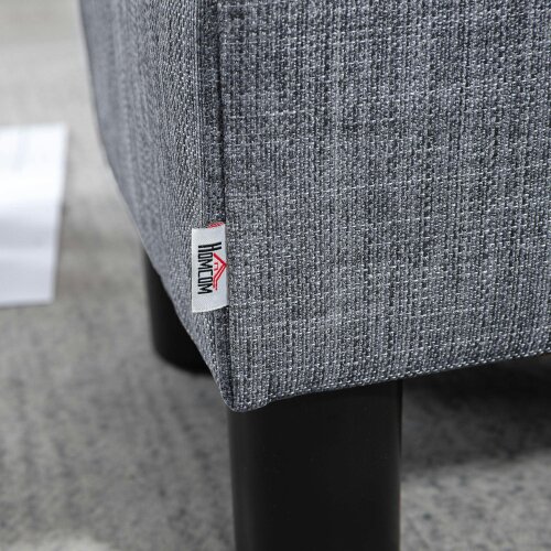 Wyld Haus Nekael Linen Grey Cube Footstool With 4 Plastic Feet