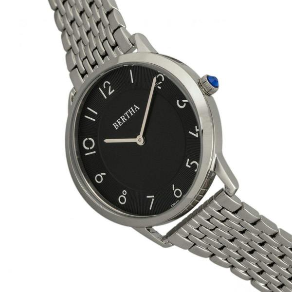 Bertha Abby Swiss Bracelet Watch - Silver/Black - BTHBR6802
