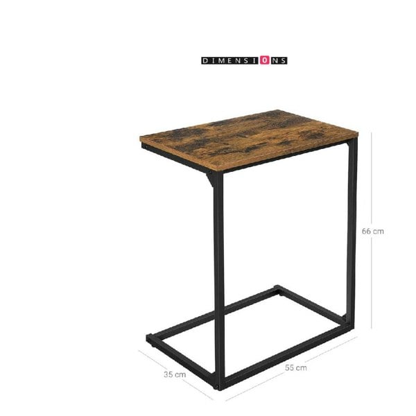 Modcraft Small Laptop Side Table – Rustic Brown & Black Industrial Sofa or Bed Desk with Steel Frame