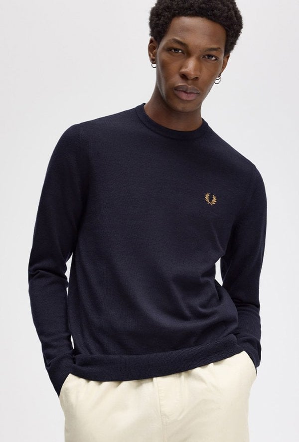 Fred Perry Men's Classic Crew Neck Jumper - Navy