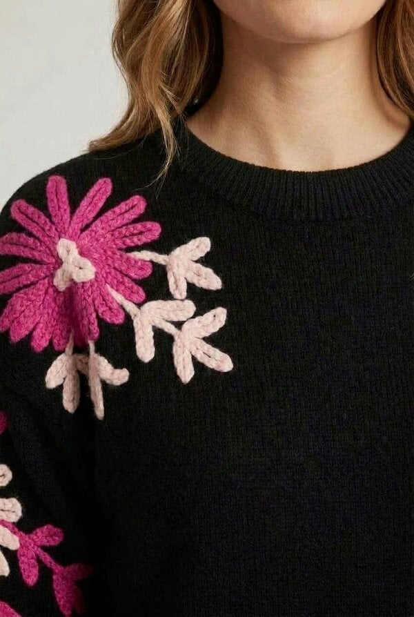 Izabel London Floral Embroidered Sleeve Jumper