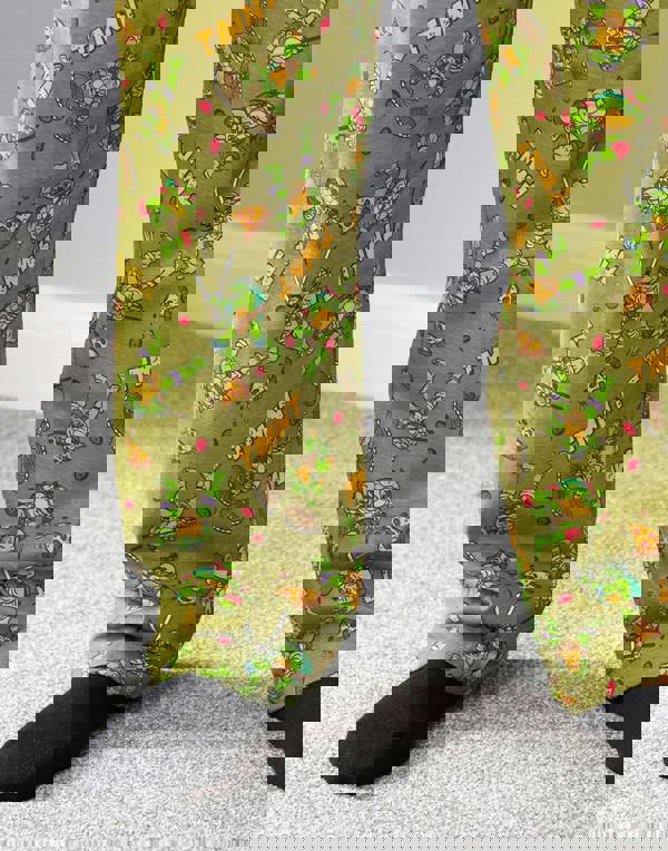 Teenage Mutant Ninja Turtles Mens Green Multi-Character All-Over Print Lounge Pants