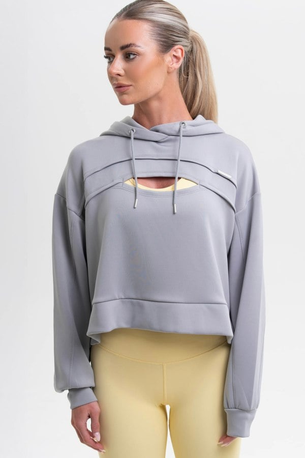 Discipline 365 Grey Drawstring Cut Out Hoodie