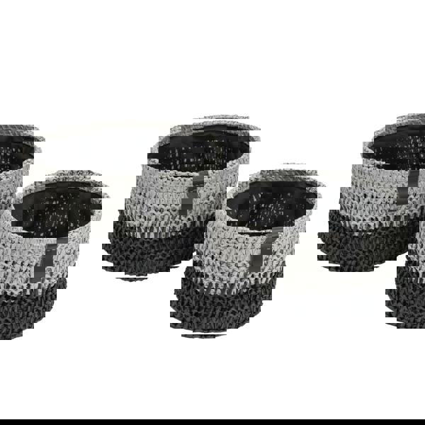 JVL Kenzi Round Fabric Storage Baskets for Home Organisation, Set of 2