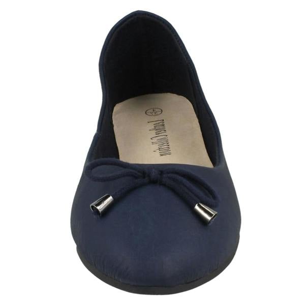Leather Collection Ladies Leather Collection Bow Trim Vamp Ballerinas