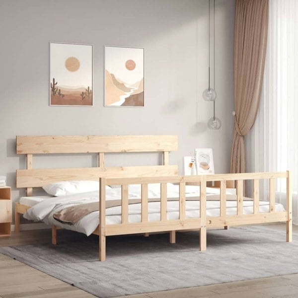 Berkfield Bed Frame with Headboard Super King Size Solid Wood