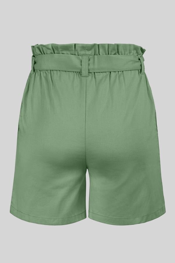 ENORSIA Cotton Stretch Comfort Fit Paperbag Shorts