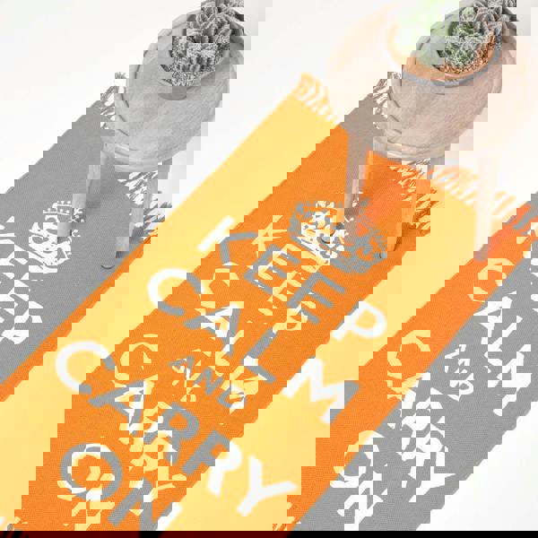 HOMESCAPES Keep Calm And Carry On Handwoven 100% Cotton Rug - 60 x 100 cm