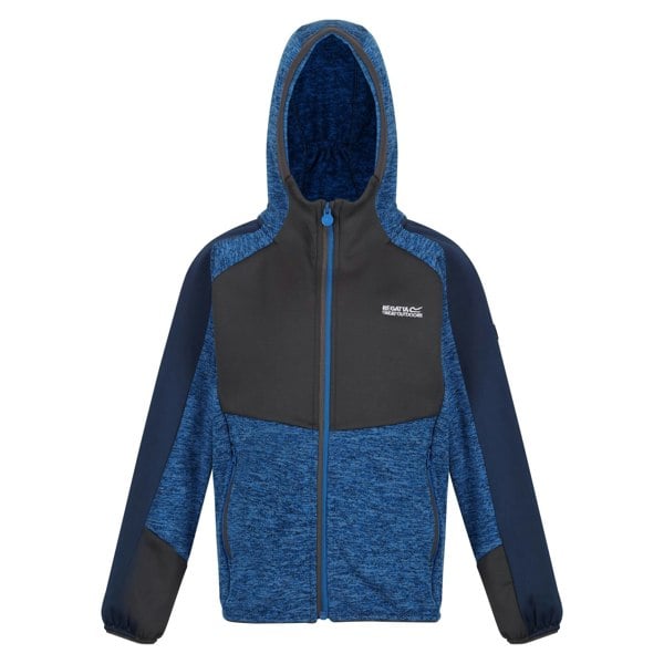 Regatta Childrens/Kids Dissolver VI Marl Fleece Full Zip Hoodie - Sky Diver Blue/Dark Grey