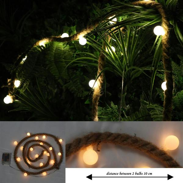 1.8cm Rustic Hemp Rope Warm White LED Silhouette Light, Battery Operated Decorative Accent image 8