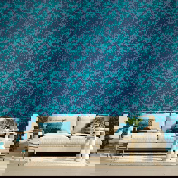 Hoopla Walls Summer Silhouette - Ink & Teal 10m Wallpaper