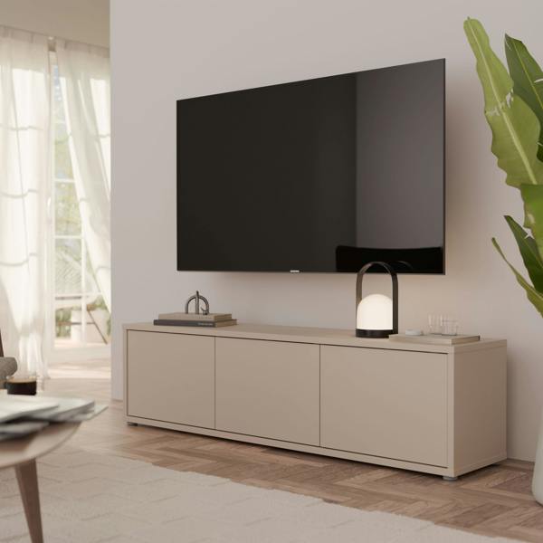 Furniture To Go Alice Springs Wide TV Cabinet with 3 Doors Push-to-Open in Sand