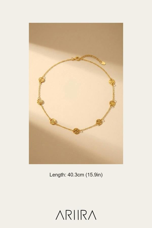 ARIIRA Isadora Hammered Disc Station Necklace