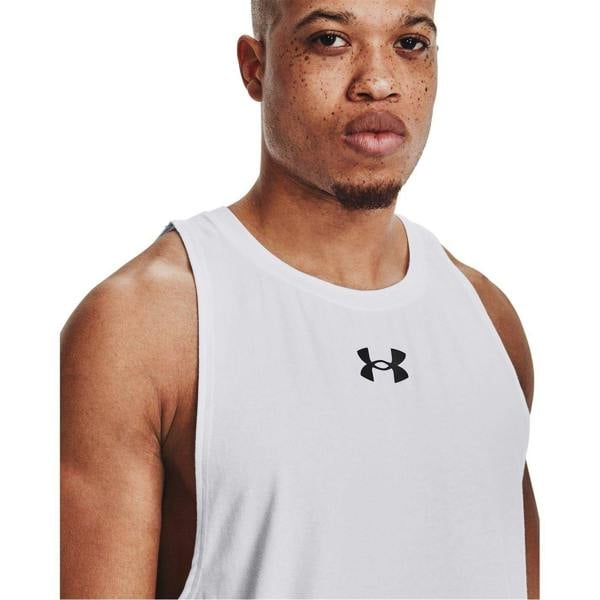 Under Armour Mens Baseline Tank Top - White/Black - 