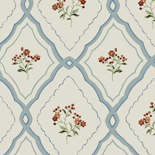 Laura Ashley Pinford Trellis Wallpaper - Pale Seaspray Blue - 10m
