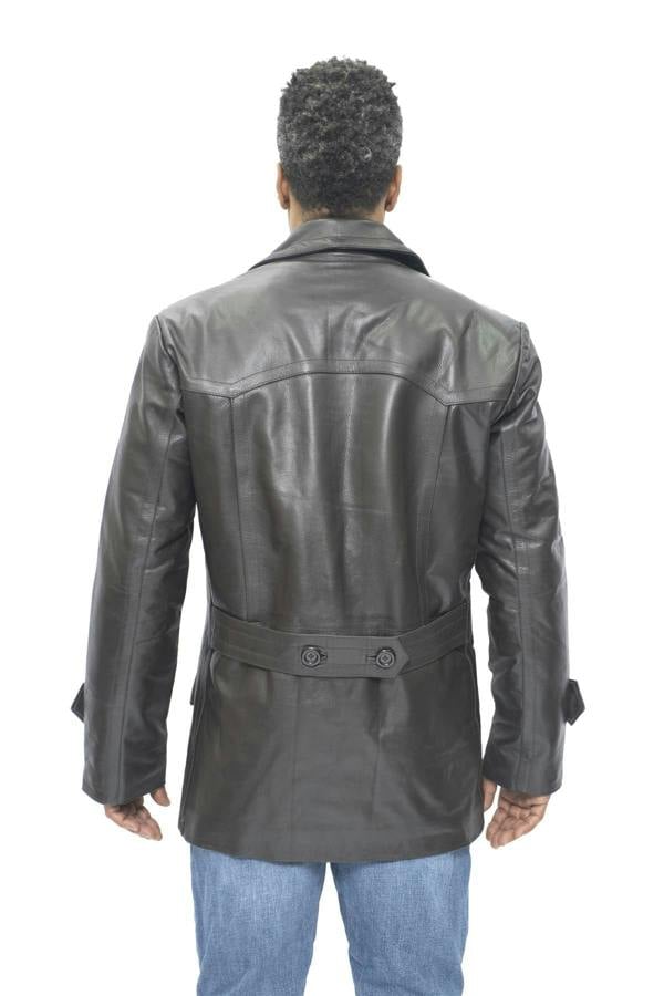 Infinity Leather Mens Cowhide Leather Peacoat-Krakaw