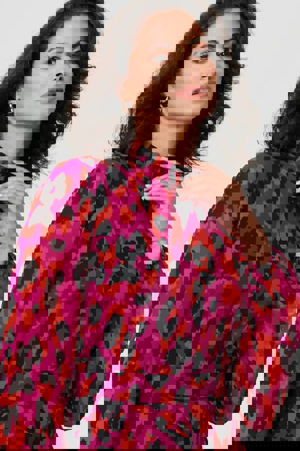 Purple | Animal Print Tie Waist Mini Skater Dress
