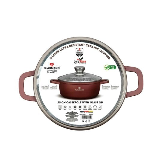 Berlinger Haus Casserole with Lid, 20 cm Blaumann BL4077| Cera Stone