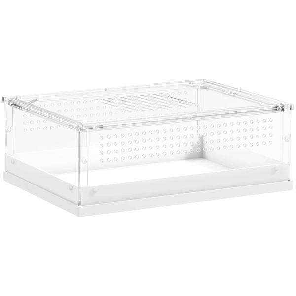 Clear acrylic reptile terrarium with top sliding door, vents, 40x30x15 cm