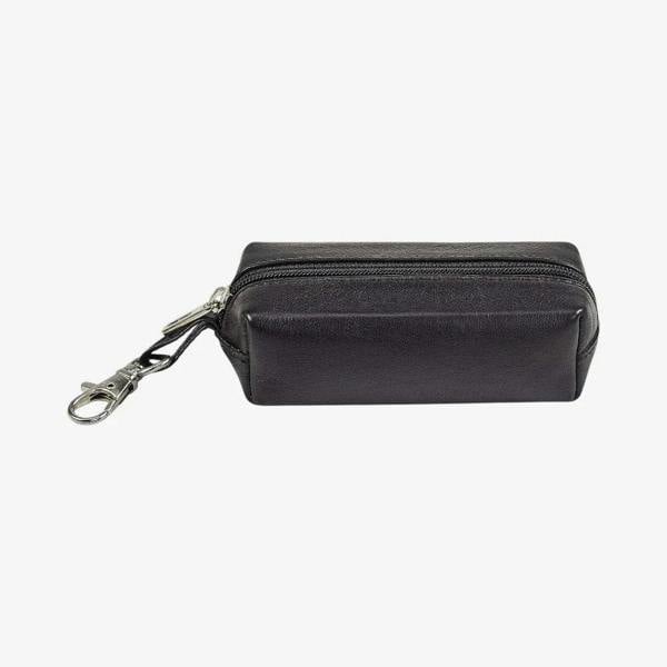 Miami real leather key case in black with secure zip closure