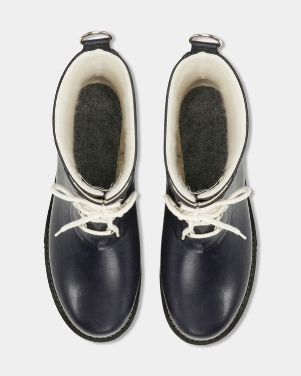 Ilse Jacobsen Rub Womens Laced Short Rubber Boots - Dark Indigo 660