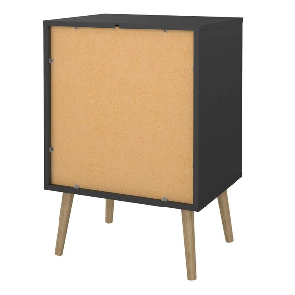 Wyld Haus Quietbloom Dark Grey Wooden Bedside Table 1 Door 1 Drawer