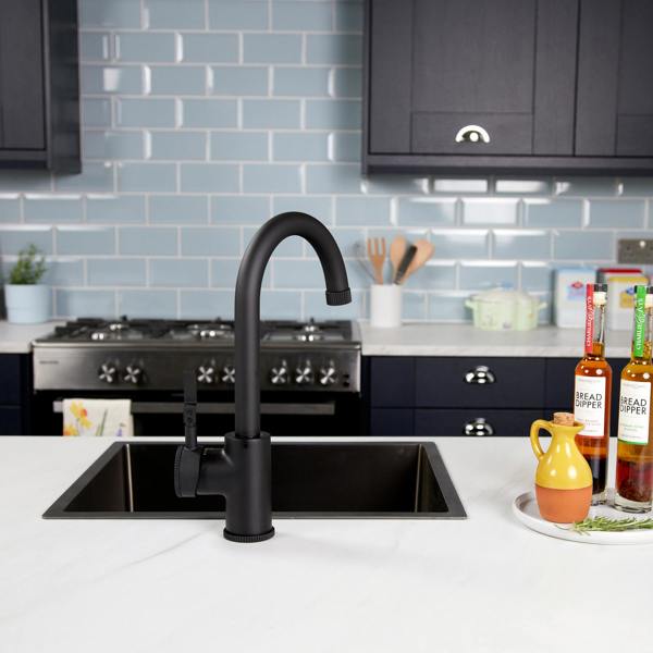 Flode kraft Solo | Industrial Style Single Lever 3 in 1 Instant Boiling Tap | Matt Black Finish