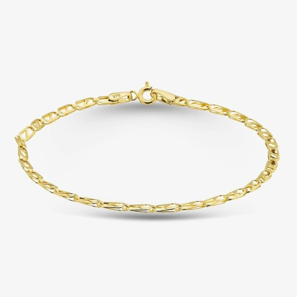 T. H. Baker 9ct Yellow Gold 7 Inch Oval Link Chain Bracelet BBE020Y