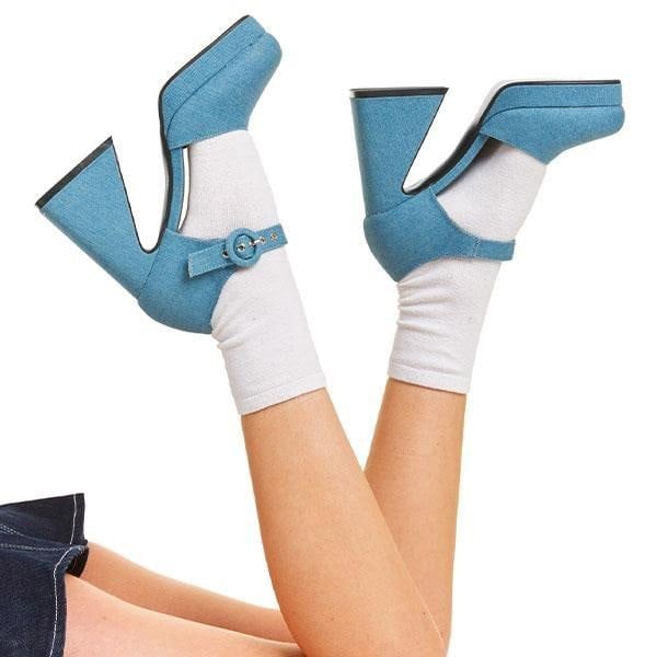 Lamoda Chunky Ankle Boots Undeniable Round Toe Platform Zip Denim