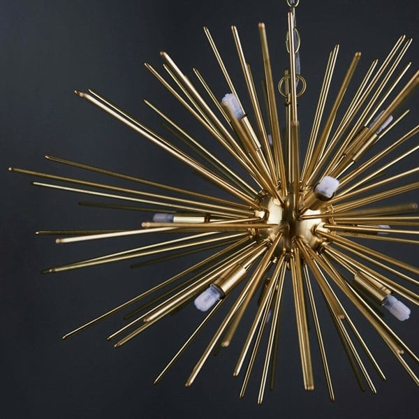 Multi Light Ceiling Pendant 9 Bulb BRASS Feature Chandelier Vintage Metal Lamp Loops