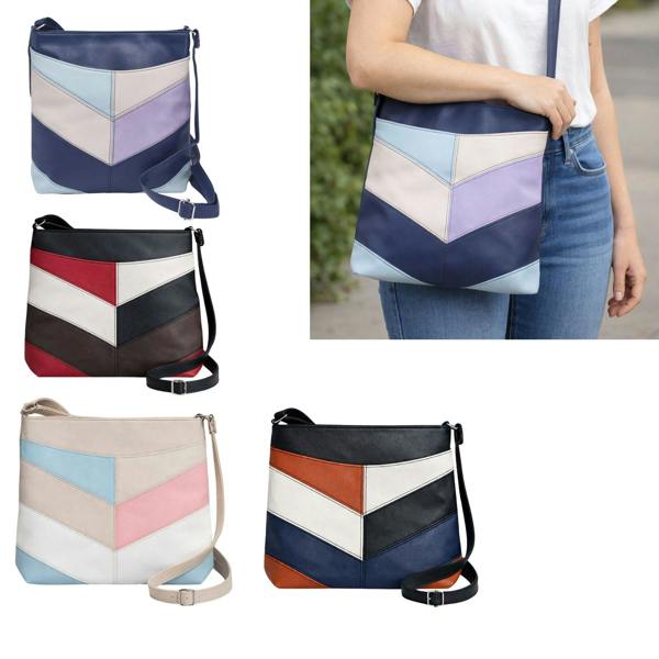 Lorenz Retro Colour Block Chevron Crossbody Bag