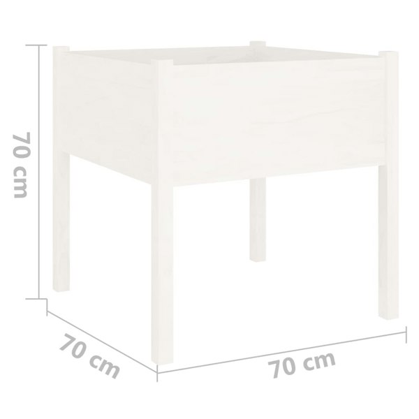 Berkfield Garden Planter White 70x70x70 cm Solid Pinewood