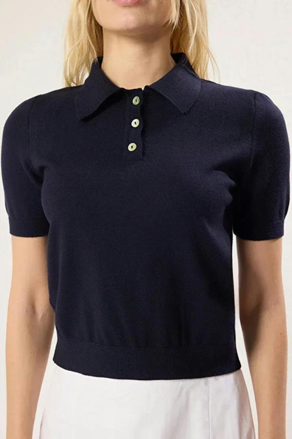 Hoxton Gal Polo Neck Premium Yarn Knit Lightweight Blouse