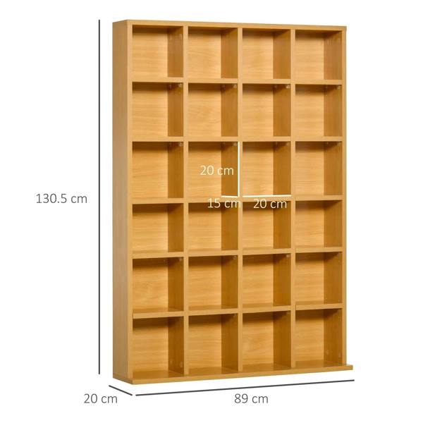 Beech wood CD storage cabinet with open cubbies and shelf spacing