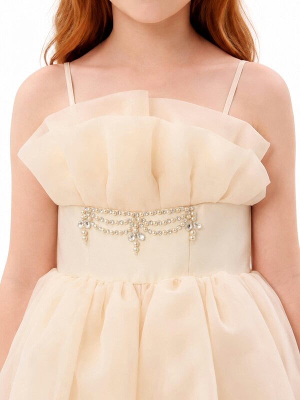 DRESS & Fleur Girls Tulle Dress in Beige