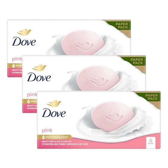 Dove Pink Moisturising Beauty Cream Bar for Soft & Smooth Skin, 6 x 90g, 4 Pack