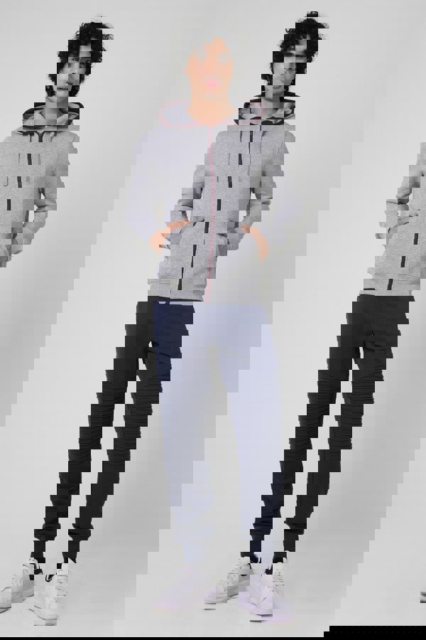 ENORSIA Men's Contrast Piping Detail Zip Front Hoodie