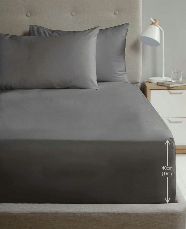 HomeSpace Direct Percale Extra Deep 16" Fitted Sheet