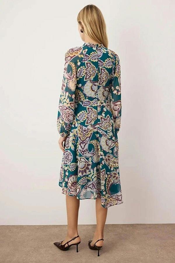 WOVCOR Midi Chiffon Lined Woven Dress