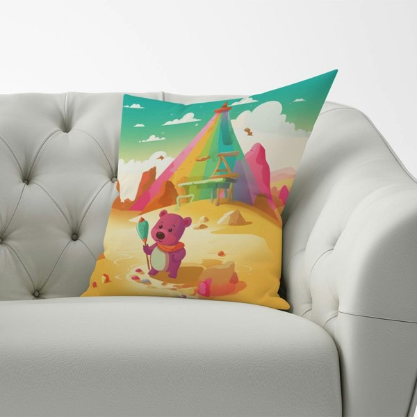 Warren Reed Purple Bear On A Beach Holiday Cushions