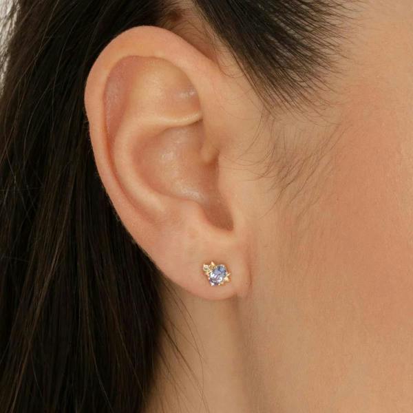 Gemondo Classic Oval Tanzanite & Diamond Stud Earrings in 9ct Yellow Gold
