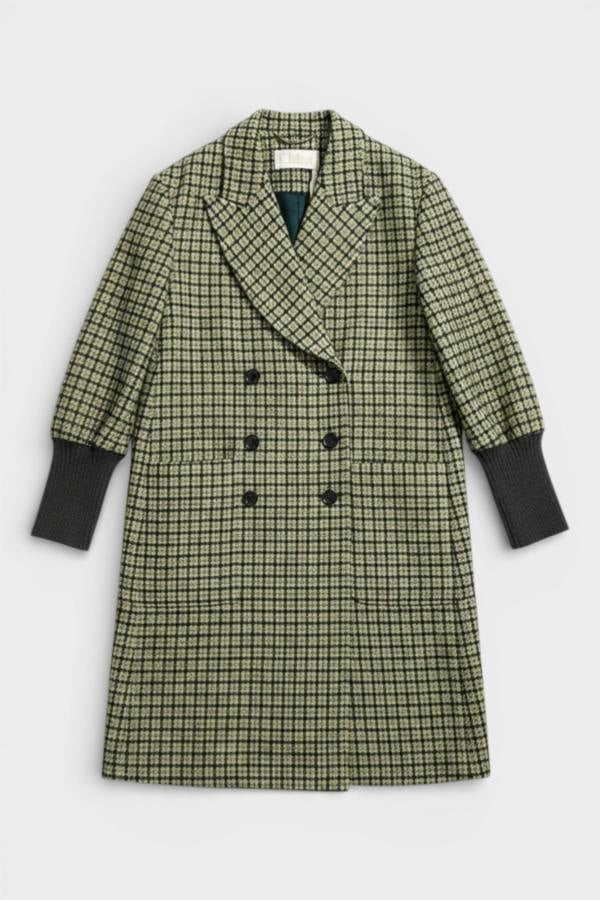 Chloé Checked Coat Jacket Green